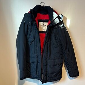 RARE Vintage Hollister Men's Dark Jacket with Red Interior